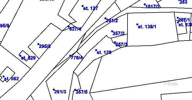 Parcela st. 128 v KÚ Karlovice, Katastrální mapa