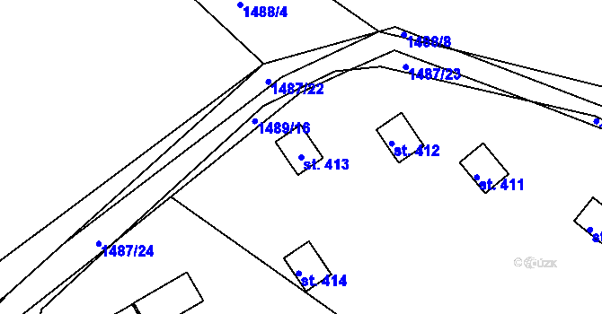 Parcela st. 413 v KÚ Karlovice, Katastrální mapa