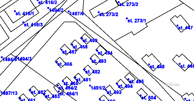 Parcela st. 484 v KÚ Karlovice, Katastrální mapa