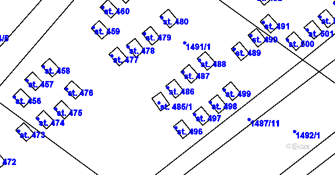 Parcela st. 486 v KÚ Karlovice, Katastrální mapa