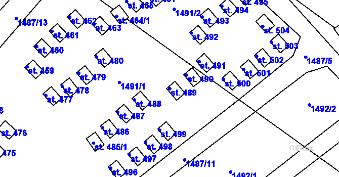 Parcela st. 489 v KÚ Karlovice, Katastrální mapa