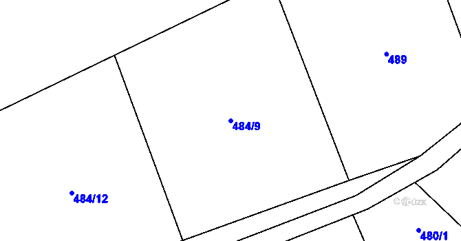 Parcela st. 484/9 v KÚ Karlovice, Katastrální mapa