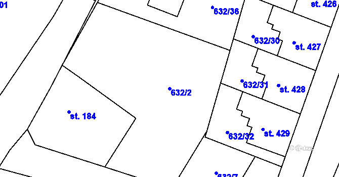 Parcela st. 632/2 v KÚ Karlovice, Katastrální mapa