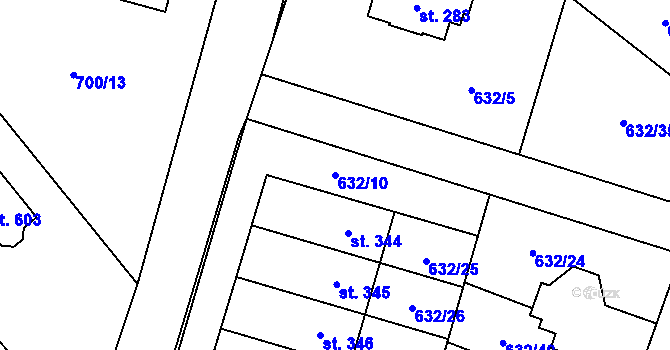 Parcela st. 632/10 v KÚ Karlovice, Katastrální mapa