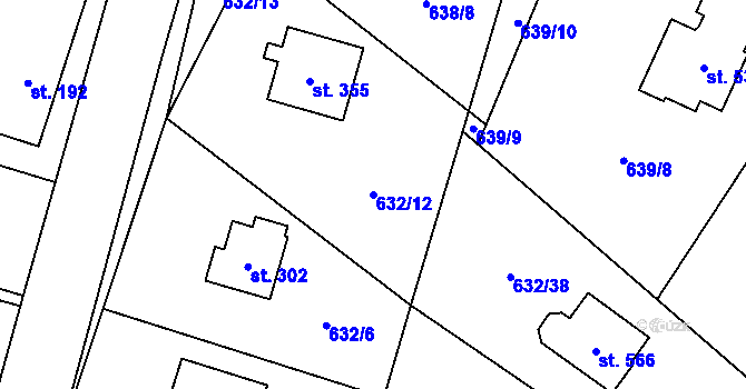 Parcela st. 632/12 v KÚ Karlovice, Katastrální mapa