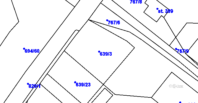 Parcela st. 639/3 v KÚ Karlovice, Katastrální mapa