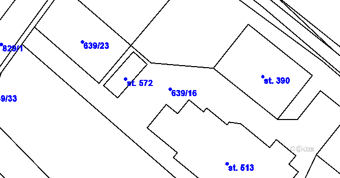 Parcela st. 639/16 v KÚ Karlovice, Katastrální mapa