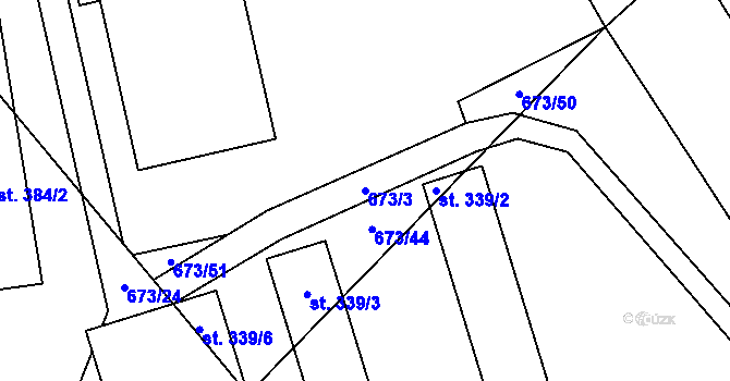 Parcela st. 673/3 v KÚ Karlovice, Katastrální mapa