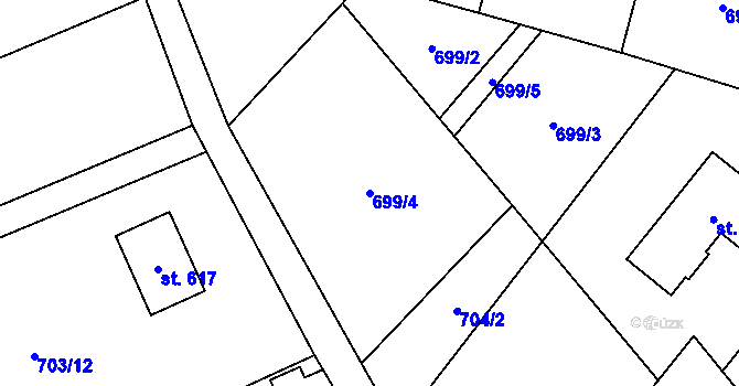 Parcela st. 699/4 v KÚ Karlovice, Katastrální mapa