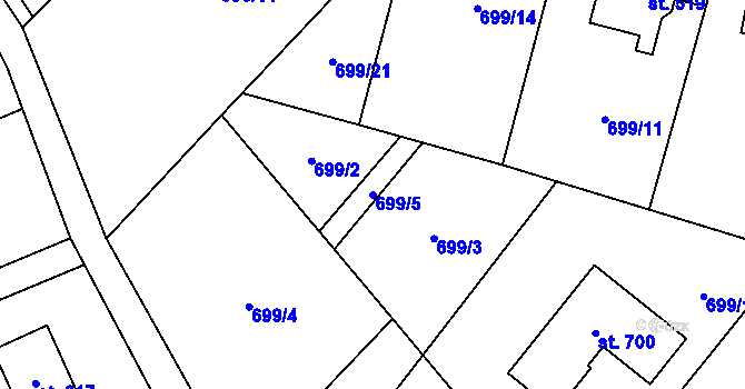 Parcela st. 699/5 v KÚ Karlovice, Katastrální mapa
