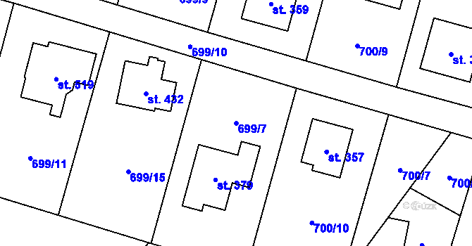 Parcela st. 699/7 v KÚ Karlovice, Katastrální mapa