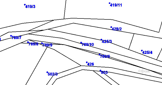 Parcela st. 789/10 v KÚ Karlovice, Katastrální mapa
