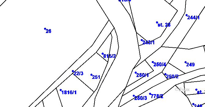 Parcela st. 815/2 v KÚ Karlovice, Katastrální mapa