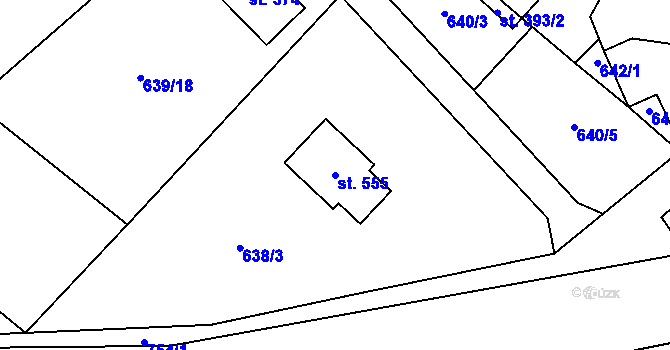 Parcela st. 555 v KÚ Karlovice, Katastrální mapa