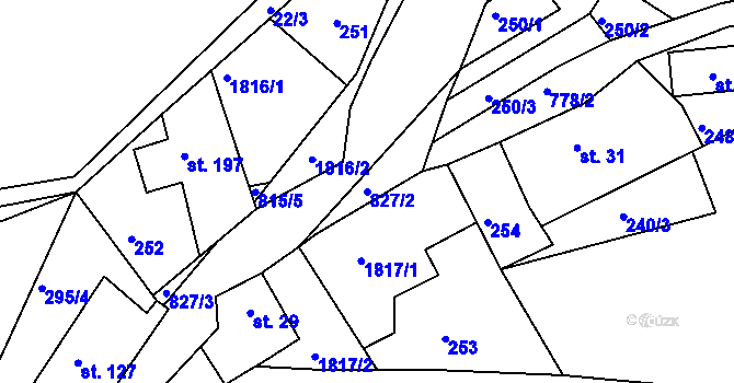 Parcela st. 827/2 v KÚ Karlovice, Katastrální mapa