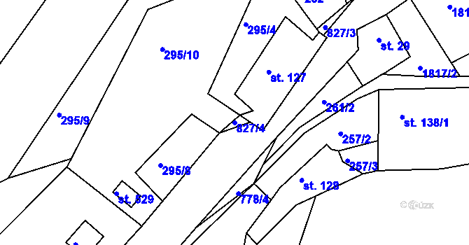 Parcela st. 827/4 v KÚ Karlovice, Katastrální mapa