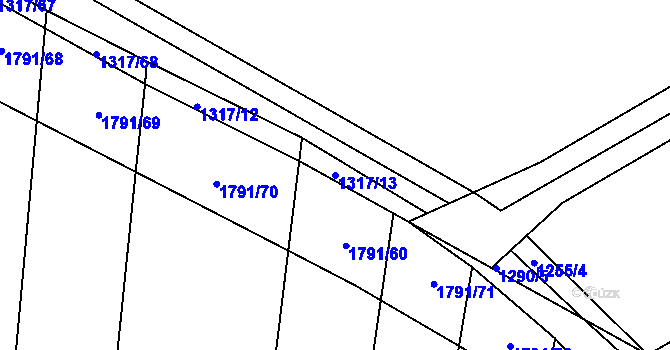 Parcela st. 1317/13 v KÚ Karlovice, Katastrální mapa