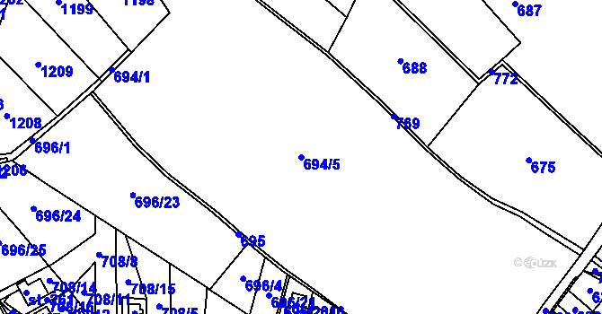 Parcela st. 694/5 v KÚ Karlovice, Katastrální mapa