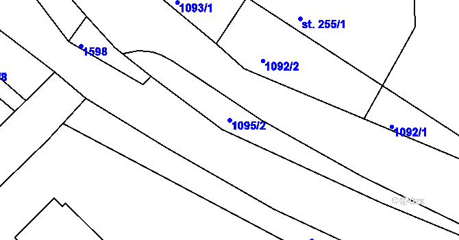 Parcela st. 1095/2 v KÚ Karlovice, Katastrální mapa