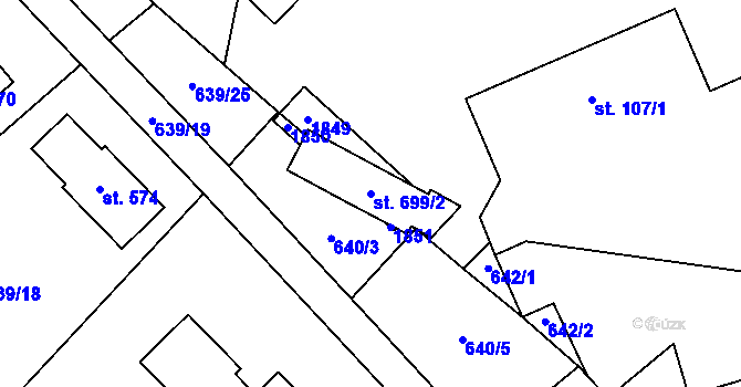 Parcela st. 699/2 v KÚ Karlovice, Katastrální mapa