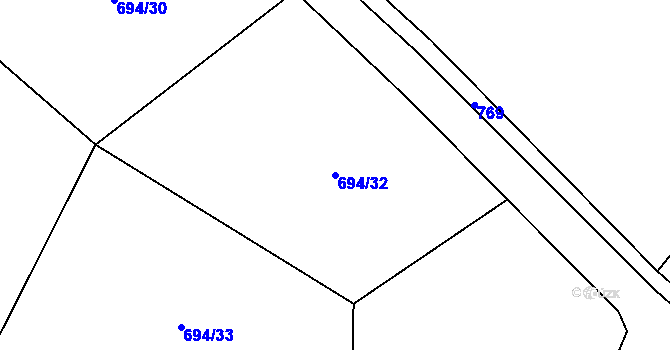 Parcela st. 694/32 v KÚ Karlovice, Katastrální mapa