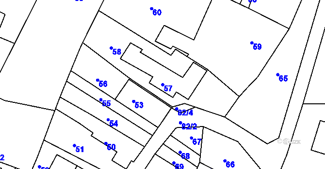 Parcela st. 57 v KÚ Karlovice u Zlína, Katastrální mapa