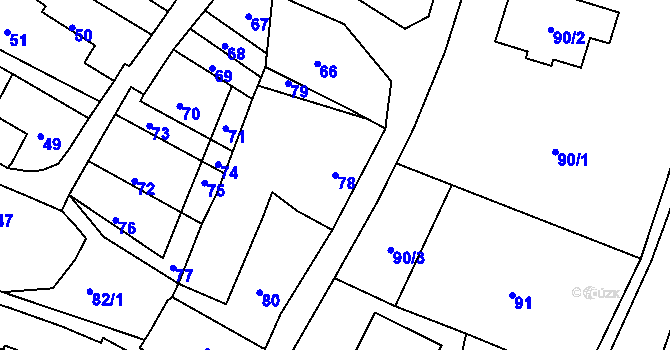 Parcela st. 78 v KÚ Karlovice u Zlína, Katastrální mapa