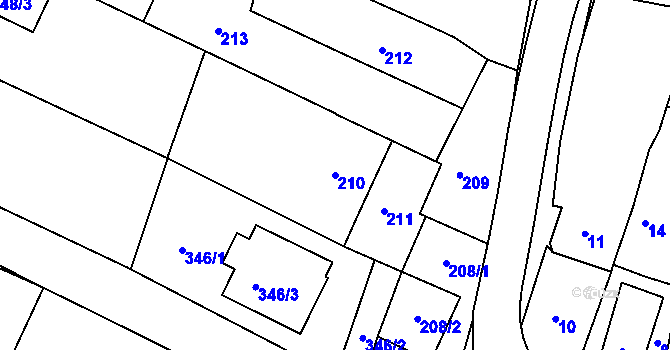 Parcela st. 210 v KÚ Karlovice u Zlína, Katastrální mapa