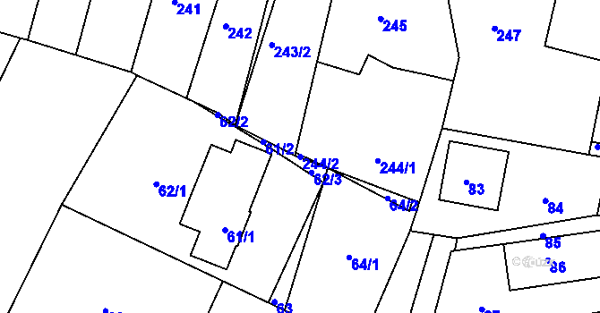 Parcela st. 244/2 v KÚ Karlovice u Zlína, Katastrální mapa