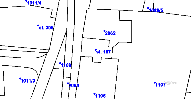 Parcela st. 187 v KÚ Karlovice ve Slezsku, Katastrální mapa