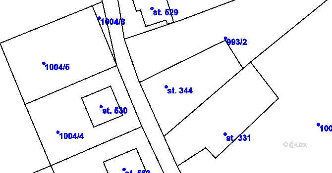 Parcela st. 344 v KÚ Karlovice ve Slezsku, Katastrální mapa