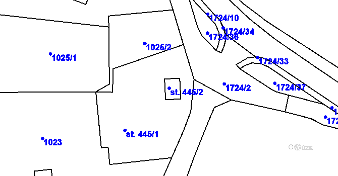Parcela st. 445/2 v KÚ Karlovice ve Slezsku, Katastrální mapa