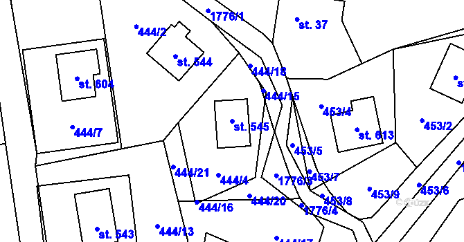Parcela st. 545 v KÚ Karlovice ve Slezsku, Katastrální mapa