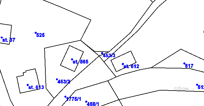 Parcela st. 453/3 v KÚ Karlovice ve Slezsku, Katastrální mapa