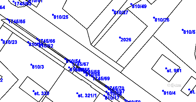 Parcela st. 810/19 v KÚ Karlovice ve Slezsku, Katastrální mapa