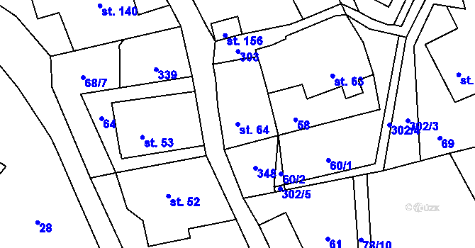 Parcela st. 64 v KÚ Nové Purkartice, Katastrální mapa