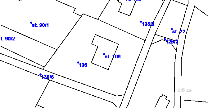 Parcela st. 109 v KÚ Nové Purkartice, Katastrální mapa
