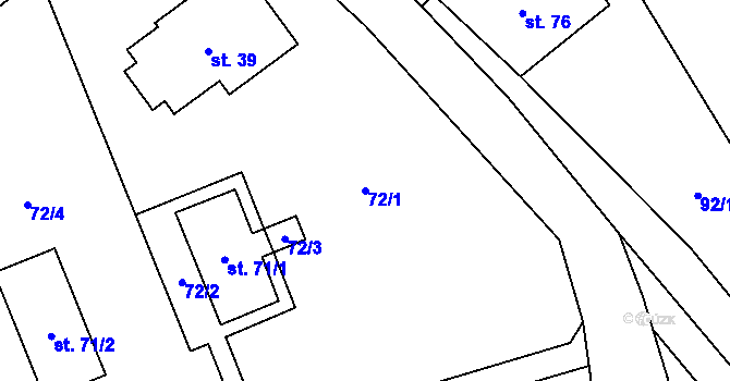 Parcela st. 72/1 v KÚ Nové Purkartice, Katastrální mapa