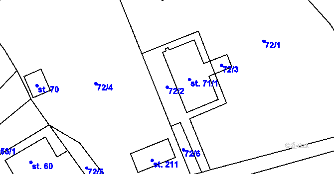Parcela st. 72/2 v KÚ Nové Purkartice, Katastrální mapa