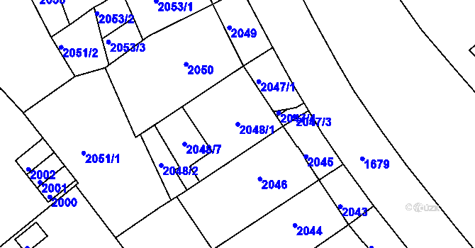 Parcela st. 2048/1 v KÚ Karlovy Vary, Katastrální mapa