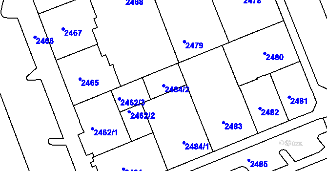 Parcela st. 2484/2 v KÚ Karlovy Vary, Katastrální mapa