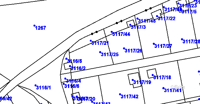 Parcela st. 3117/25 v KÚ Karlovy Vary, Katastrální mapa