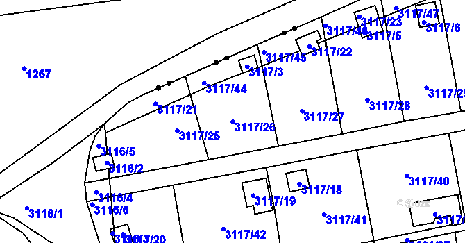 Parcela st. 3117/26 v KÚ Karlovy Vary, Katastrální mapa