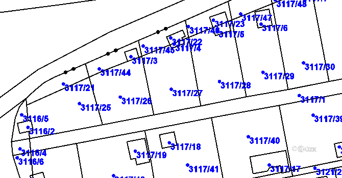 Parcela st. 3117/27 v KÚ Karlovy Vary, Katastrální mapa