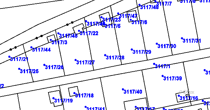 Parcela st. 3117/28 v KÚ Karlovy Vary, Katastrální mapa