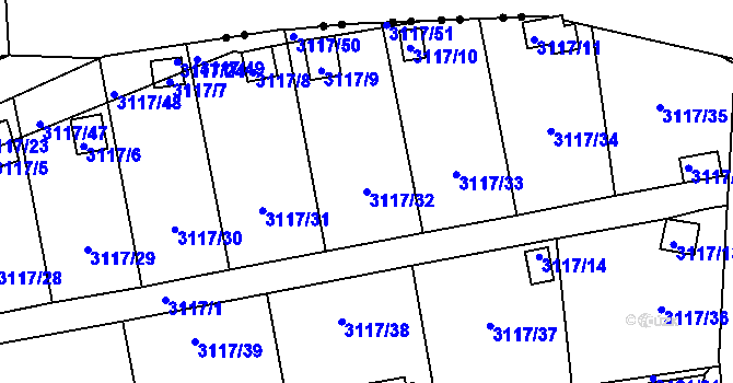 Parcela st. 3117/32 v KÚ Karlovy Vary, Katastrální mapa