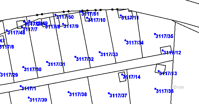 Parcela st. 3117/33 v KÚ Karlovy Vary, Katastrální mapa