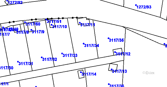 Parcela st. 3117/34 v KÚ Karlovy Vary, Katastrální mapa