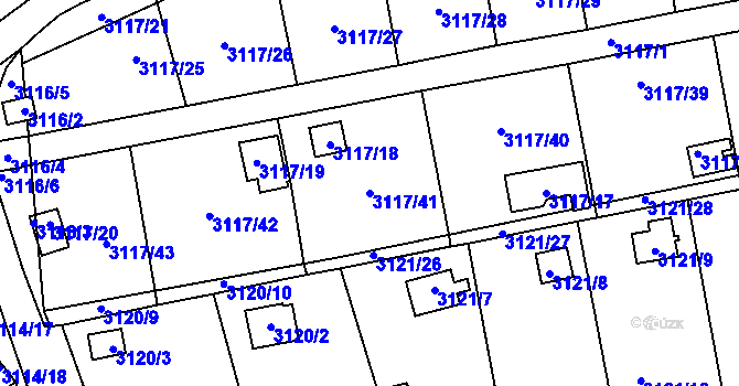 Parcela st. 3117/41 v KÚ Karlovy Vary, Katastrální mapa