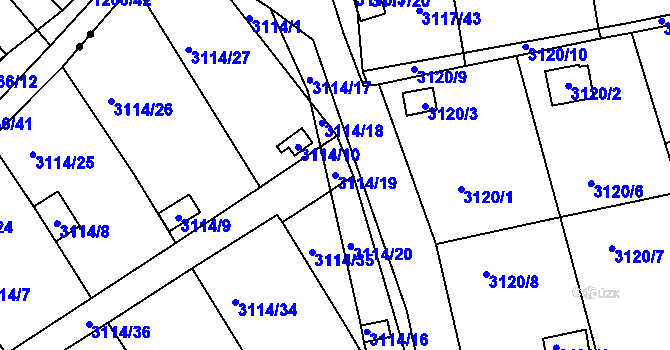 Parcela st. 3114/19 v KÚ Karlovy Vary, Katastrální mapa